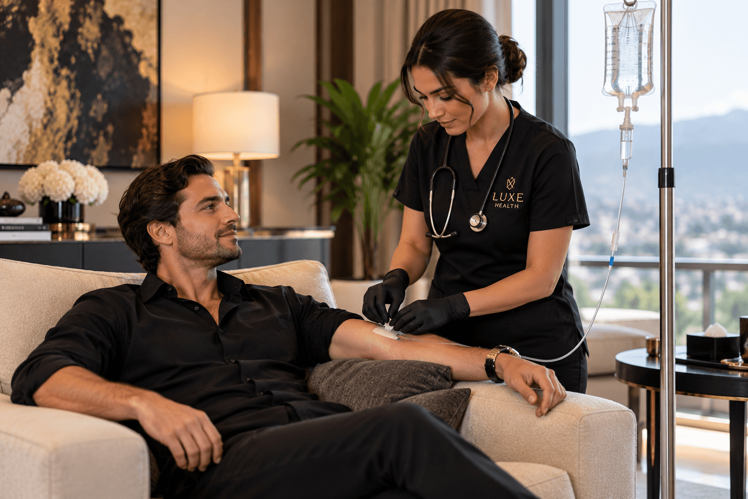 Luxe Health in-home IV care setup